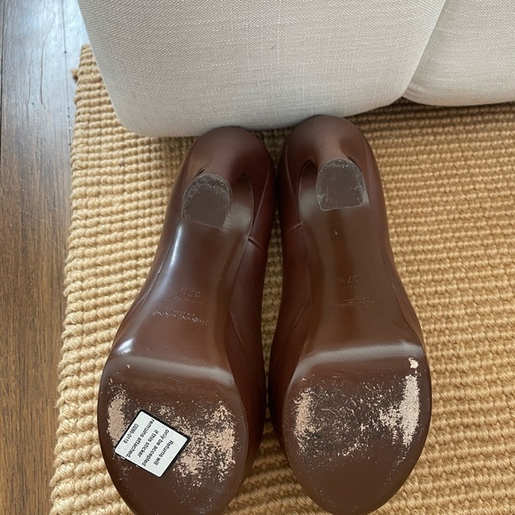 Yves Saint Laurent Leather Peep Toe Heels - Picture 8 of 12